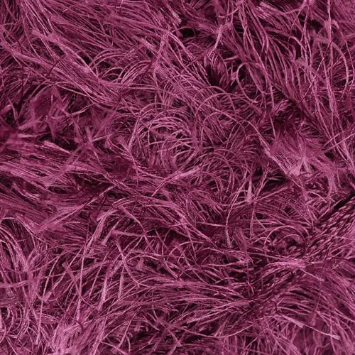 JubileeYarn Feather Whimsy Eyelash Yarn - 50g/Skein Fine Polyester Fur - Plum - 6 Skeins - color: 21 Plum