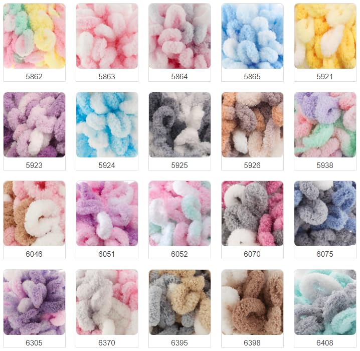 Alize Puffy Color Baby Blanket Yarn Lot of 4skn 400gr 39.3 yds 100% Micropolyester Soft Yarn Hand Knitting Yarn (5863) - color: 5863