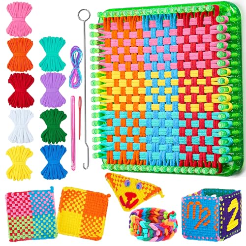 REENLIV Upgraded Weaving Loom Kit Toys for Kids & Adults, DIY Arts & Crafts | Easy Potholder Loom Knitting Activity for Beginners, Ideal Gifts for Girls Ages 5 6 7 8-12 13 Years Old, 252 Craft Loops - color: Big Green