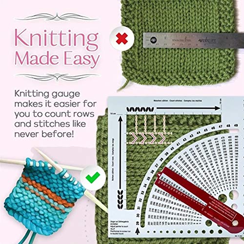 Knitting Gauge Converter Tool,Double-Sided Scale Knitting Stitch Calculator and Counting Frame Ruler,Knitting Tools for Sweater Knitting,Easy to Read