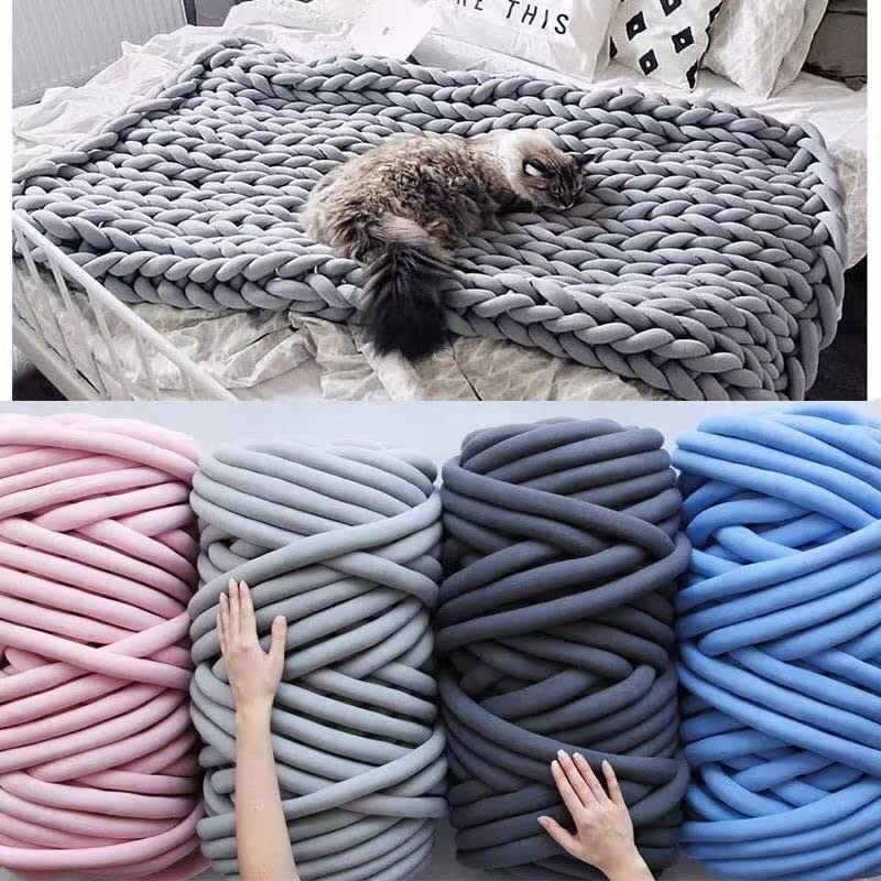 Moon Waves Chunky Yarn for Arm Knitting Crochet Making Blanket Pets House(Light Blue) - color: Light Blue