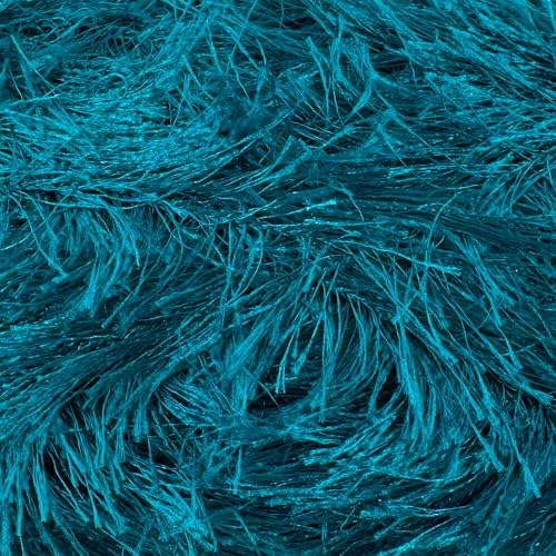 Eyelash Fun Fur Yarn for Crochet, Knitting & Crafts, Teal | 100% Polyester, 100 g (3.53 oz), 175 yd (160 m), Ideal for Amigurumi, Graduation Leis, Bags, Rugs, Scarves & Plush Toys - color: Teal, size: 1 Pack