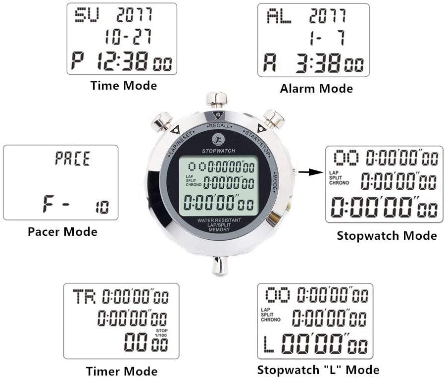 Stopwatch, Metal Stop Watch for Sports 10/100/400 Laps, Stopwatches Timer for Coach Sports Running with 0.01second & 0.001second Timing, Conutdown, Alarm - color: 400 Lap Metal