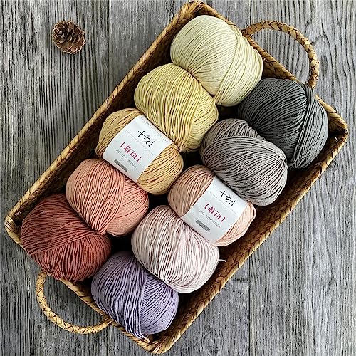 Fine Weight Knitted and Crocheted Cotton Yarn, 100% Long Staple Cotton Yarn, Baby Sports, 2 Packages of 100g/3.52oz (Per Skein 50g/162yards)-Milk Tea White - color: PM02-Milk Tea White