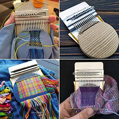 Small Wooden Darning Loom Weaving Tool for Mending Clothes & Jeans,14 Hooks | Speedweve Type DIY Weaver Machine for Quick Mending & Beautiful Stitching, Easy Hand Sewing Repair Kit for Fabric & Socks - size: 14 Hooks, Light Brown