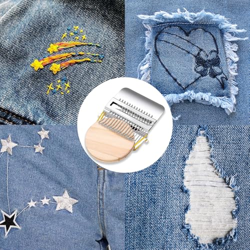 Knit Patch Kit - PatchMaker 2.0 Kit, Mini Darning Loom, Sewing Craft Supplies, Knitting Kit for Beginners, Patchwork Weaving Tool Set for Quickly Sewing Repair on Jeans, Socks and Clothes (14 Hooks) - size: 14 Hooks