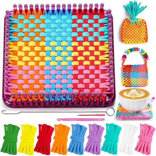 CCTVRTV Weaving Loom Kit Toys for Kids and Adults, DIY Arts and Crafts | for Boys and Girls Ages 5 6 7 8-12 13, Easy Potholder Loom Knitting Kits Gifts for Beginners, 252 Craft Loops. - color: purple