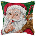 Howie's Latch Hook Kit, DIY Santa Clau Pillow Crochet Yarn Kits for Adults, Color Preprinted Pattern Embroidery Sofa Cushion Cover (Christmas-Santa Claus 3, 16.93 x 16.93 inch) - color: Christmas-Santa Claus 3