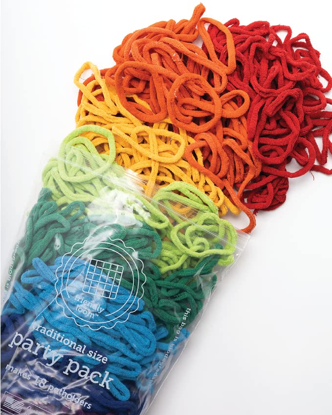 friendly loom Cotton Weaving Loops in Rainbow Colors – 7” Traditional Size | Weave 18 Functional Potholders | Made in the USA