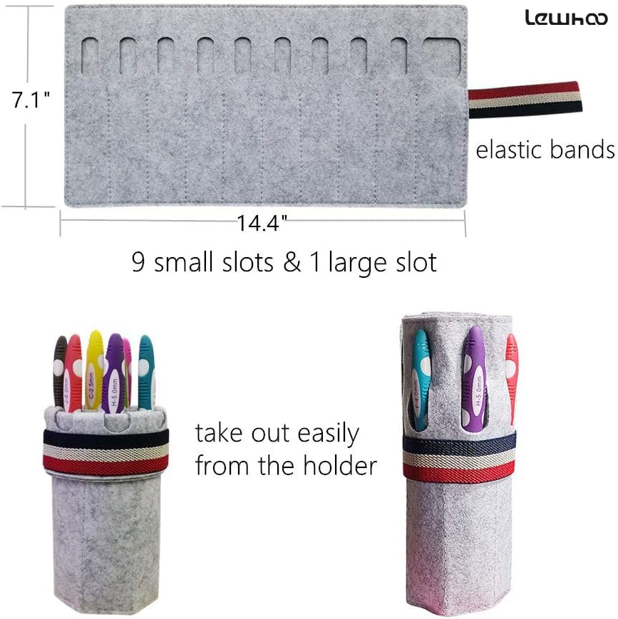 Lewhoo Ergonomic Crochet Hooks with Roll Felt Bag for Arthritic Hand B to J | Crochet Hooks Set 2.0-6.0mm - color: Grey 2.0~6.0mm