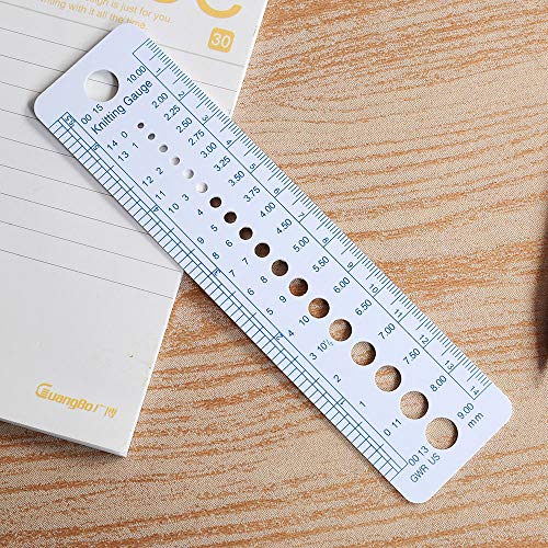 INCH CM Ruler UK US Canada Sizes Plastic Knitting Needle Gauge Circle Geometric Template Ruler Student Measure Tool - color: Grey