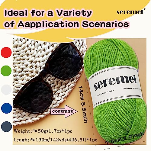 Seremel 4-Ply Acrylic Soft Yarn, 2 Skeins Crochet&Knitting Yarn (Hot Red) | 2Balls 1Pack Total 100g (3.4oz) / 260m (280Yds), Crocheting Medium Yarns, Worsted Beautiful Color for bags, blankets,sweater - color: Hot Red
