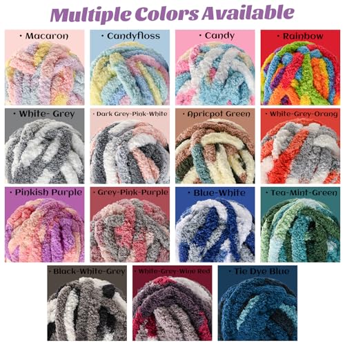 Chunky Jumbo Chenille Yarn Fresh Blue 10 Pack | 2000g/240yds Super Bulky Baby Soft Yarn for Hand Knitting Fluffy Chunky Knit Throw Blanket Yarn - color: 10 Fresh Blue