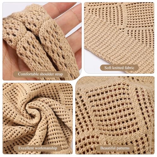 WantGor Crochet Bags, Beach Mesh Tote Bag Womens Shoulder Shopping Handbag | Casual Travel Totes Bag Foldable Hobo Bags - color: Yellowish-brown