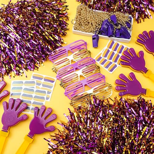 Realspring 148 Pcs Team Spirit Accessories for Sport Events - color: Purple Gold