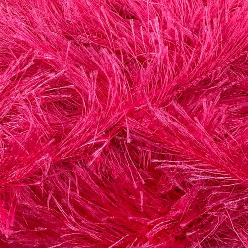 Premium Eyelash Fun Fur Yarn - Ultra Soft Fuzzy Faux Fur Novelty Thread for Knitting & Crochet | Chunky Multi Color Craft Supplies - 3.53 Oz (100g), 165 Yrds (150m) (1 Skein, Fuchsia) - color: Fuchsia