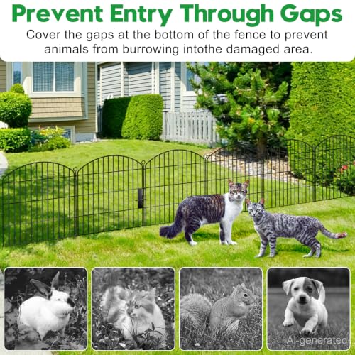 Decorative Garden Fence with gate 32in (H) x22ft (L),Arched Metal No Dig | Small Fence for Dogs & Rabbit,Ornamental Animal Barrier for Flower Beds,Border Panels Fencing for Yard & Patio Outdoor Decor - size: 10 Panels-32in(H) x 22ft(L) with Gate