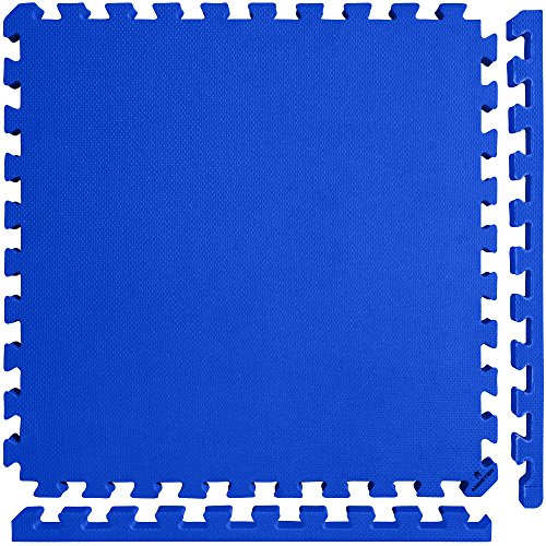 Meister X-Thick 1.5" Interlocking EVA Foam Mats - BL - 25 Tiles (100 Sqft) | Extra-thick 2X cushioning w/ anti-slip grip. 2' x 2' puzzle mats for wrestling, MMA, gymnastics, home gyms and play areas - color: Blue, size: 25 Tiles (100 Sqft)