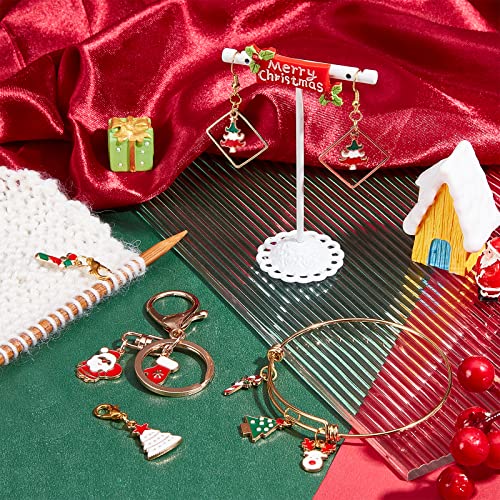 NBEADS 8 Pcs Christmas Theme Stitch Markers, 8 Styles Christmas Tree/Christmas Reindeer Alloy Enamel Crochet Stitch Marker Charms Locking Stitch Marker for Knitting Weaving Sewing Handmade Jewelry - color: Christmas Theme