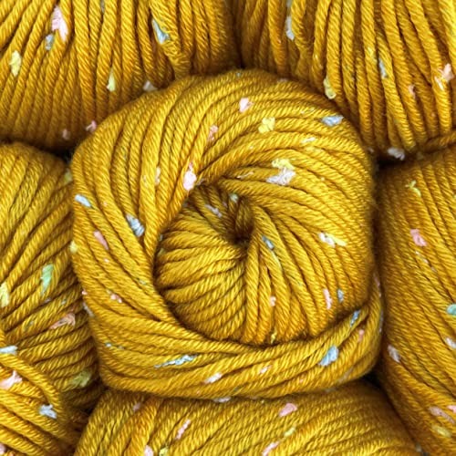 Tweed Twinkles Soft Baby Yarn DK Acrylic, 8-Pack(696Yds/400G) Golden Yellow | Acrylic Baby Blanket Knitting Yarn with Free Patterns - Size 3 DK Light Worsted Weight Yarn for Crocheting with Flecks - color: Golden Yellow, size: Pack of 8