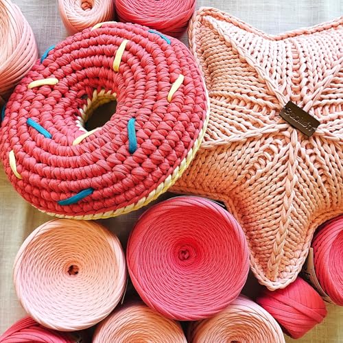 Bobilon 3-5 mm Thin Cotton T-Shirt Yarn for Amigurumi - Marshmallow | 100% cotton t shirt yarn for amigurumi, crochet, knitting and macrame; new fabric, not recycled; 109 yds - color: Marshmallow