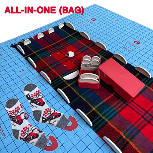 Red Suricata Knit Blocking Bundle (Inches Grid) | Extra Thick Blocking Mats for Knitting & Curved Knit Blocking Comb Set & Adjustable Sock Blockers - All in one Storage Bag - size: Inches grid