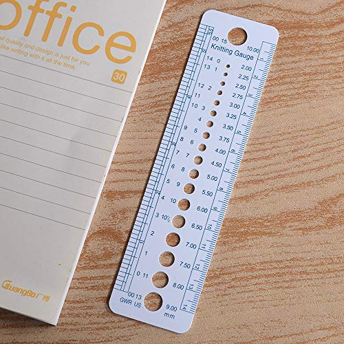 INCH CM Ruler UK US Canada Sizes Plastic Knitting Needle Gauge Circle Geometric Template Ruler Student Measure Tool - color: Grey