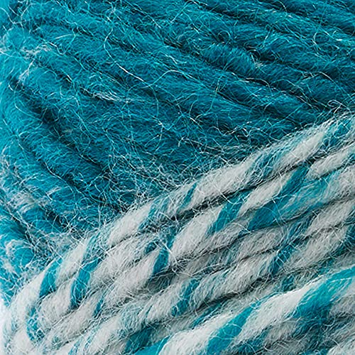 (1 Skein) Lion Brand Yarn Scarfie Bulky Yarn, Cream/Teal | Bulky Acrylic Wool Blend Knit & Crochet Fiber for Self-Striping Scarves, Colorful Cardigans, Chunky Blankets, Hats - color: Cream/Teal, size: 1 Pack