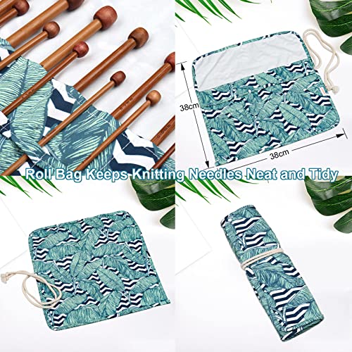 Aeelike 18 Pairs Bamboo Knitting Needles Set, 2mm-8mm Wood Needle, Type A | 10 Inch Wooden Knitting Needles Single Point with Roll Bag, Complete Smooth Needle Set for Socks Sweater Scarves, Ideal Gift - color: Color A, size: 25 cm