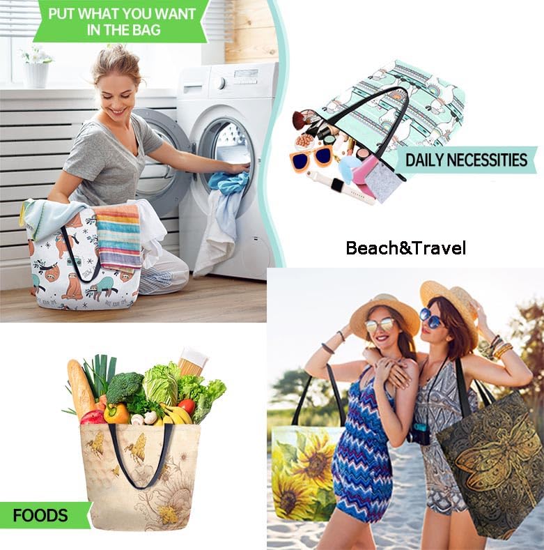 Chic Funny Cute Pattern Big Handle Extra Large Shoulder Tote Bag for Beach Travel Weekender Gym Grocery Shopping - style: Multi-leopard