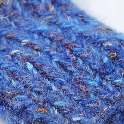 Artisanal Yarn Collection Multifiber Fancy Yarn for Knitting Crocheting Crafts DIY, Set of 3 Rolls(100 Cobalt Blue Velvet Waves) - color: 100 Cobalt Blue Velvet Waves