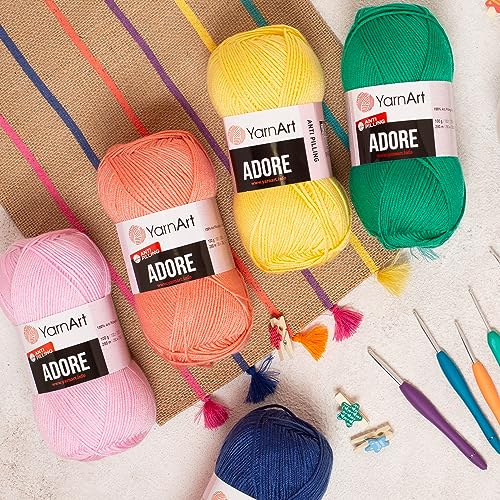 1 Skein YarnArt Adore, Antipilling Yarn, 100% Antipilling Acrlylic, 100 g (3.5 oz), 280 m (306 yd), 3 : Light-DK, Baby Green - 358 - color: Baby Green - 358