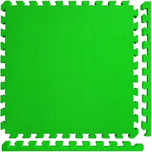 Meister X-Thick 1.5" Interlocking EVA Foam Mats - GN - 16 Tiles (64 Sqft) | Extra-thick 2X cushioning w/ anti-slip grip. 2' x 2' puzzle mats for wrestling, MMA, gymnastics, home gyms and play areas - color: Green, size: 16 Tiles (64 Sqft)