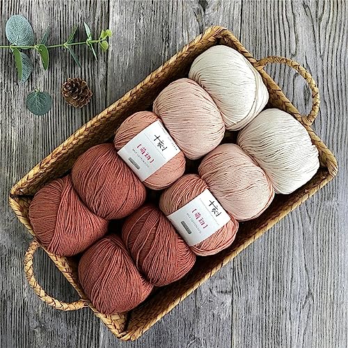 Fine Weight Knitted and Crocheted Cotton Yarn, 100% Long Staple Cotton Yarn, Baby Sports, 2 Packages of 100g/3.52oz (Per Skein 50g/162yds)-07 Pomelo Pink - color: PM07-Pomelo Pink