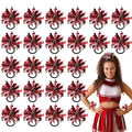 Shappy Mini Pompom Hair Tie 4inch Cheerleading Ponytail Holder | Team Spirit Design, Elastic Hair Ropes, Compact Cheer Accessories for Football Games, Dance Events and Party Favors - color: Red