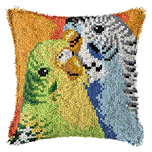 ZFFLYH Latch Hook Kits, Latch Hook Kit for Adult Beginner DIY Crochet Yarn Kits for Throw Pillow Cover Sofa Car Cushion Cover 43X43cm - color: Bird