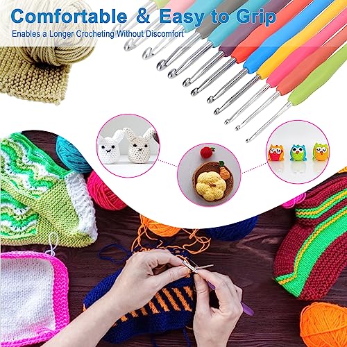 Vodiye 12 Sizes Crochet Hooks 2.0–8.0mm, Ergonomic Crochet Hook Set, Crochet Needles for Beginners, DIY Projects and Craft Lovers - size: 12 Size(2.0-8.0mm)