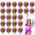 Shappy Mini Pompom Hair Tie 4inch Cheerleading Ponytail Holder | Team Spirit Design, Elastic Hair Ropes, Compact Cheer Accessories for Football Games, Dance Events and Party Favors - color: Purple Gold
