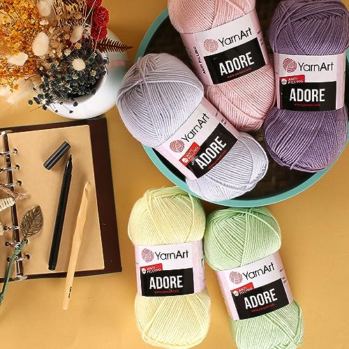 1 Skein YarnArt Adore, Antipilling Yarn, 100% Antipilling Acrlylic, 100 g (3.5 oz), 280 m (306 yd), 3 : Light-DK, Baby Green - 358 - color: Baby Green - 358