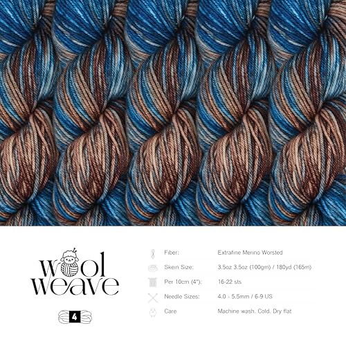 Woolweave Worsted Weight Yarn - 100% Extrafine Merino Wool Yarn for Knitting & Crocheting - Hand Dyed, Ultra-Soft & Warm - 100g Skein, 180 Yards - Machine Washable - color: Cabin in the Woods