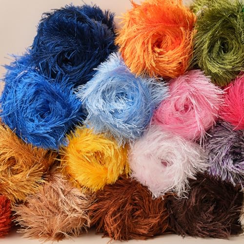 Makromecity Eyelash Yarn – Fuzzy Fun Fur Yarn, 3.53 Oz (100g) 150 yd (140m), Weight 3 Light, Premium Polyester Novelty Feather Yarn for Scarves, Amigurumi, Plush Toys & Craft (Cream, 3 Skeins) - color: Cream, size: 3 Skeins