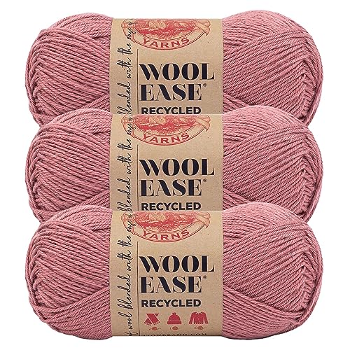 Lion Brand Yarn, Wool-Ease Recycled Crochet Yarn, Terracotta, Pink, 3 Pack | Recycled Worsted Weight Wool Acrylic Blend Knit & Crochet Fiber for Warm Blankets, Cozy Sweaters, Fall & Winter Hats - color: Terracotta, size: 3 Pack