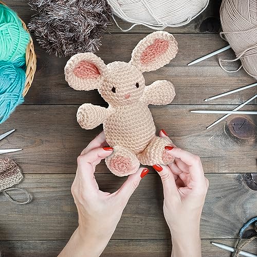 LEISURE ARTS Little Crochet Friend Animals Crochet Kit, Bunny, 8", Complete Kit, Learn to Animal Starter Kit for All Ages, Includes Instructions, DIY Amigurumi Kits