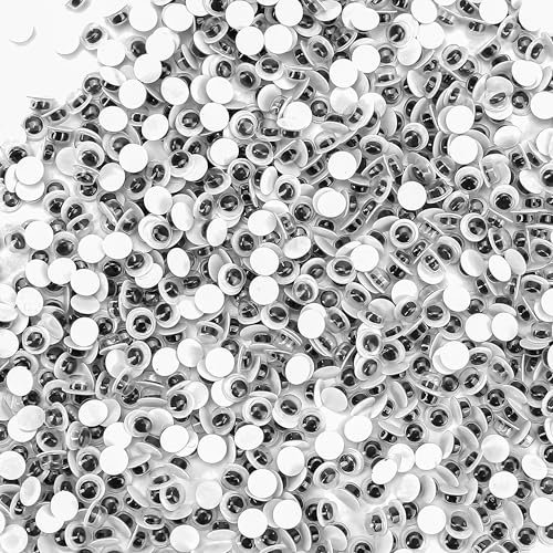 3mm Tiny Googly Eyes, Round Wobbly Wiggly Moving Mini Wiggle Plastic Safety Black Small Eyeballs Stickers for Crafts DIY Accessories, Animal Bear Doll Making for Adult, Scrapbooking, Art (2000)