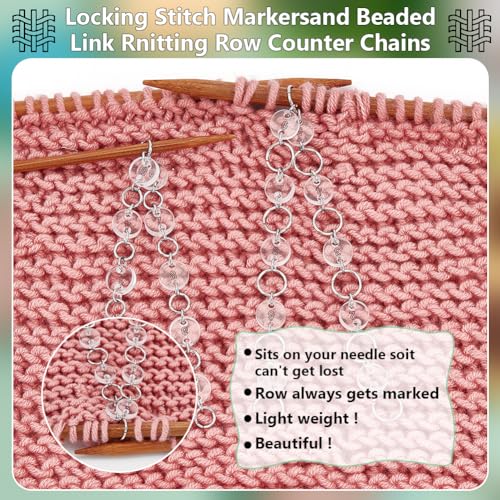 BENECREAT 3 Size Clear Numbered Row Counter Chains, Acrylic Counter Chains, Bead Knitting Chain, Knitting Stitch Markers, Thread Weaving Accessories for Clothing DIY