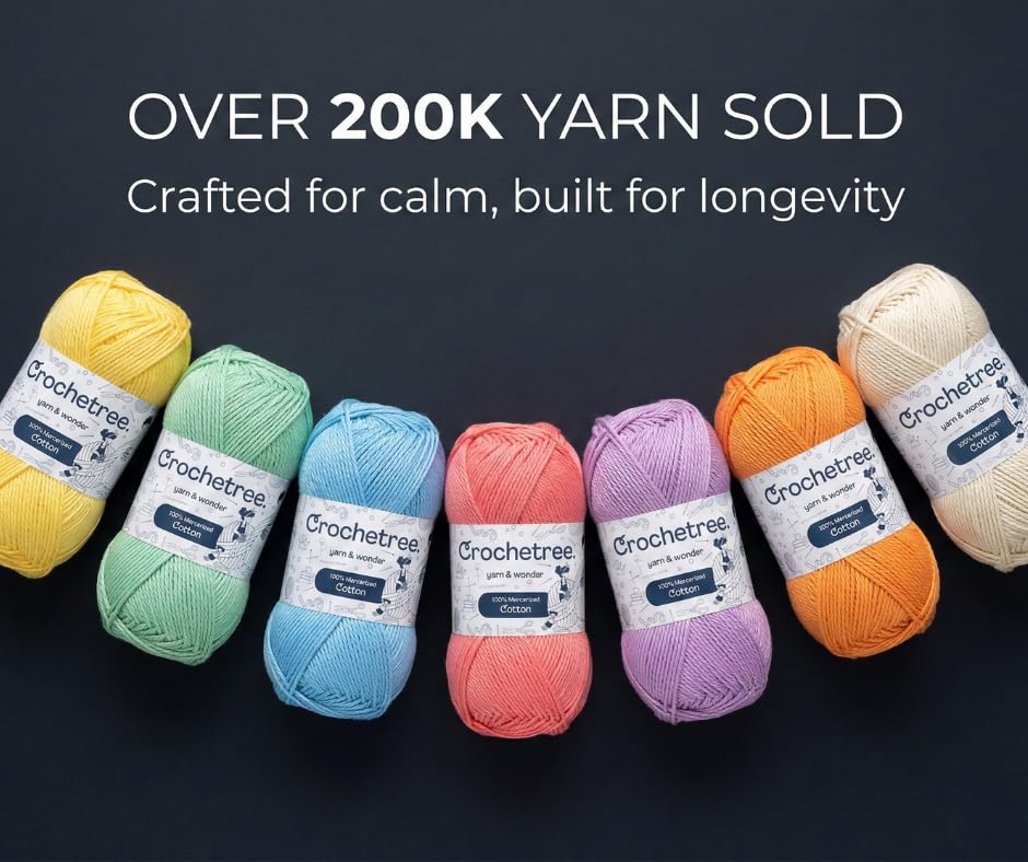 Premium Mercerized Cotton Yarn for Crochet & Knitting – Fingering Weight 4-Ply, 50g (1.76 oz) / 125 m (136 yds), High-Gloss, Anti-Splitting, Fade-Resistant Cotton (Sunny Shades) - color: Sunny Shades