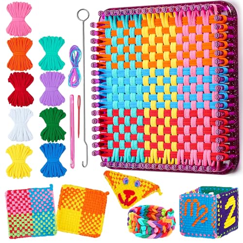REENLIV Upgraded Weaving Loom Kit Toys for Kids & Adults, DIY Arts & Crafts | Easy Potholder Loom Knitting Activity for Beginners, Ideal Gifts for Girls Ages 5 6 7 8-12 13 Years Old, 252 Craft Loops - color: Purple