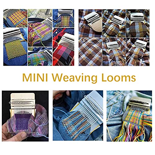 Small Loom Speedweve Type Weave Tool 28 Hooks Mini Wooden Weaving Loom Kit | Convenient Darning Loom Mending Loom Knitting Loom for Craft DIY Weaving Arts Darning Tool for Jeans, Socks and Clothes