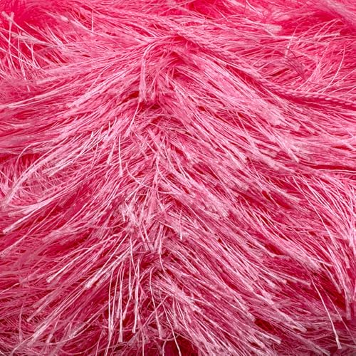 Eyelash Fun Fur Yarn for Crochet, Knitting & Crafts, Candy Pink | 100% Polyester, 100 g (3.53 oz), 175 yd (160 m), Ideal for Amigurumi, Graduation Leis, Bags, Rugs, Scarves & Plush Toys - color: Candy Pink, size: 1 Pack