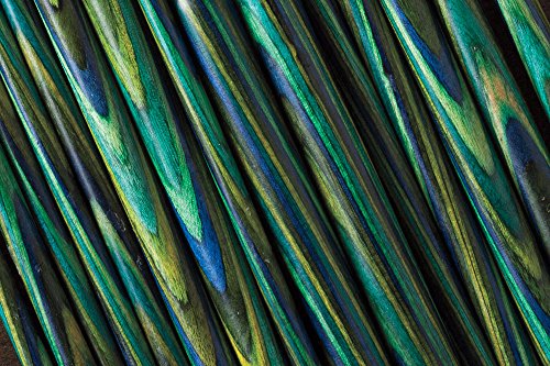 Knit Picks Caspian Wood Short Interchangeable Knitting Needles Set US 4-10 | 7 sizes of 2.75 inch long knitting needles in a green colorway, includes cables, end caps, and connectors. - color: Caspian
